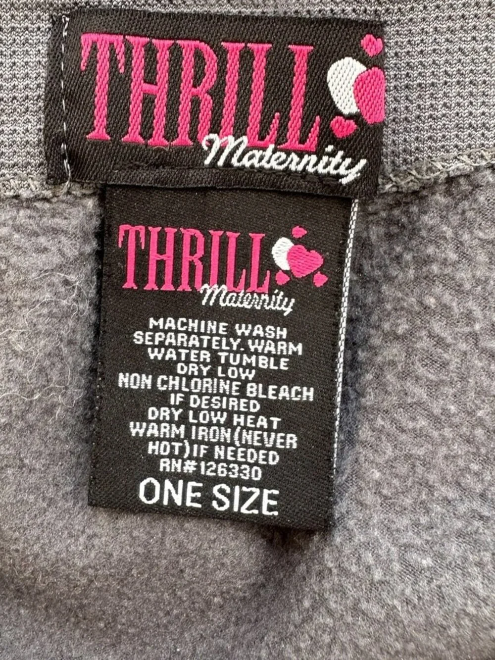 Thrill Maternity Dark Gray Fleece Lined Leggings One Size Stretch High Waist OS